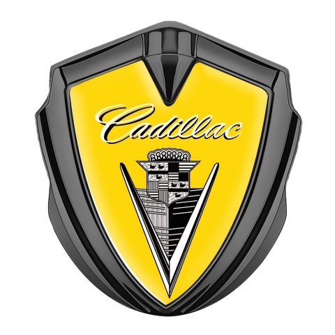 Cadillac Metal Emblem Self Adhesive Graphite Yellow Black Logo