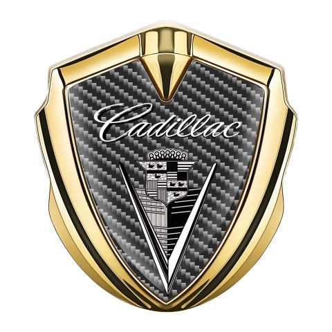 Cadillac Bodyside Badge Self Adhesive Gold Dark Carbon Edition