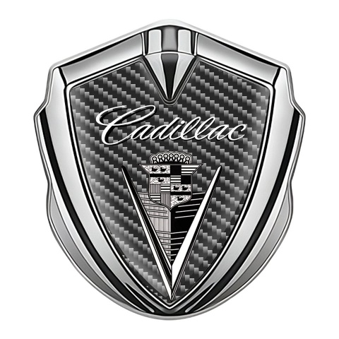 Cadillac Bodyside Badge Self Adhesive Silver Dark Carbon Edition