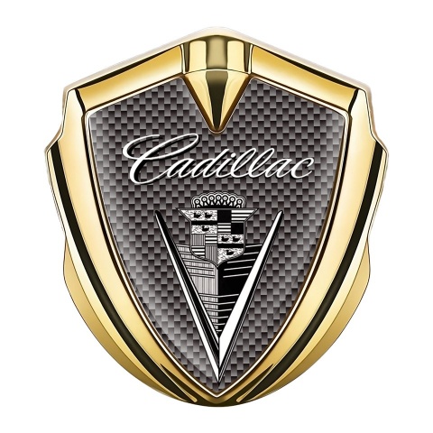 Cadillac Tuning Emblem Self Adhesive Gold Brown Carbon