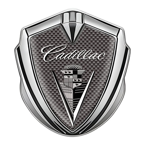 Cadillac Tuning Emblem Self Adhesive Silver Brown Carbon