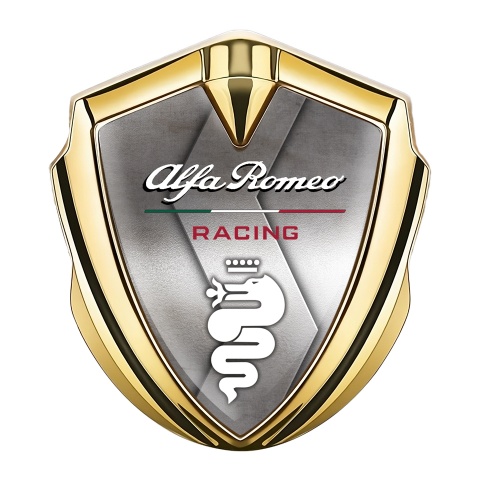 Alfa Romeo Abzeichen selbstklebend Goldtonfarbe S Form Metall Effekt