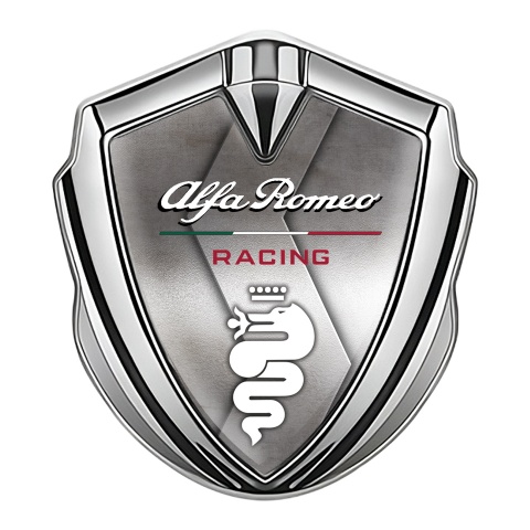 Alfa Romeo Abzeichen selbstklebend Silbertonfarbe S Form Metall Effekt