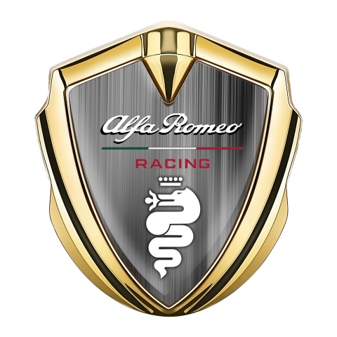 Alfa Romeo Emblem Abzeichen selbstklebend Goldtonfarbe Poliertes Aluminium Design