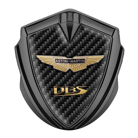 Aston Martin Abzeichen selbstklebend Graphit Tonfarbe Dunkles Carbon und Gelb Logo
