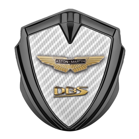 Aston Martin Emblem Abzeichen selbstklebend Graphit Tonfarbe Weiss Carbon Version