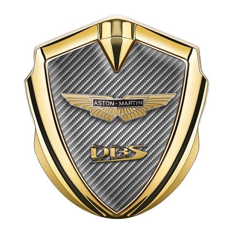 Aston Martin Emblem Auto Zeichen Goldtonfarbe Kohlenstoff Design