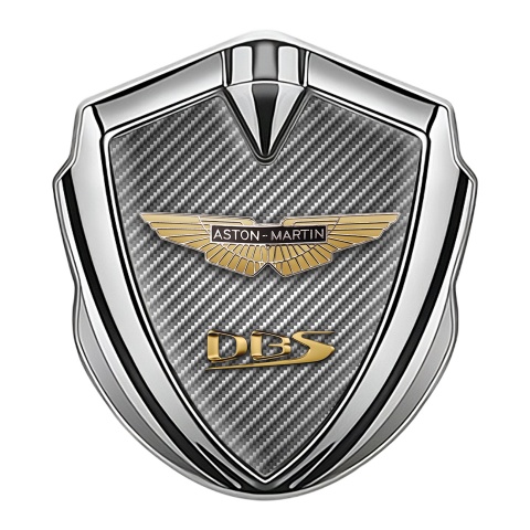 Aston Martin Emblem Auto Zeichen Silbertonfarbe Kohlenstoff Design