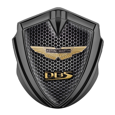 Aston Martin Emblem Aufkleber Autozubehor Graphit Tonfarbe mit Perforierter Stahl Effekt und Gold Logo