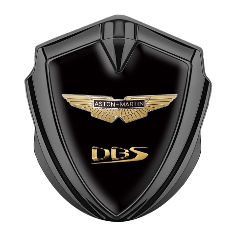 Aston Martin Selbstklebendes Metallaufkleber Emblem Graphit Tonfarbe Schwarz Basis und Gold Logo