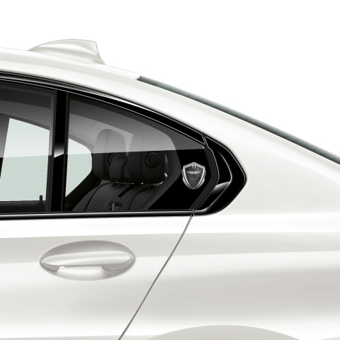 Aston Martin Abzeichen selbstklebend Silbertonfarbe Schwarz Kohlenstoff Basis und Luxury Logo
