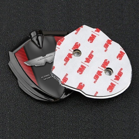 Aston Martin Emblem Abzeichen selbstklebend Graphit Tonfarbe Rote carbon Luxury Stil