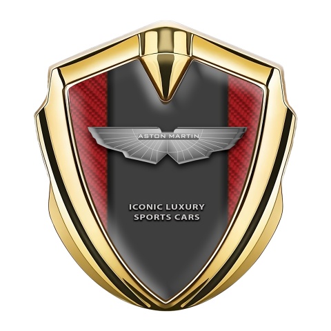 Aston Martin Emblem Abzeichen selbstklebend Goldtonfarbe Rote carbon Luxury Stil