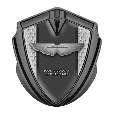Aston Martin Fender Emblem Badge Graphite Grey Hex Design