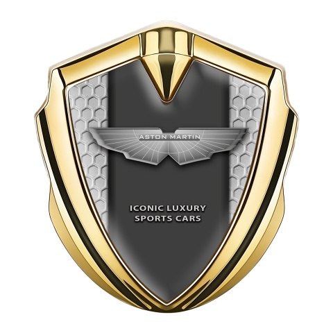 Aston Martin Fender Emblem Badge Gold Grey Hex Design