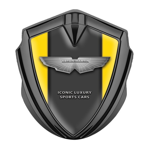 Aston Martin Metal Emblem Self Adhesive Graphite Yellow Grey Edition