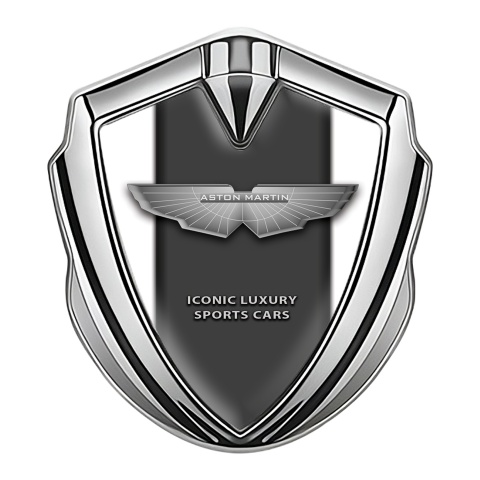 Aston Martin 3D Car Metal Emblem Silver White Grey Edition