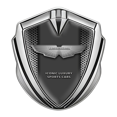 Aston Martin 3D Car Metal Emblem Silver Metallic Mesh Edition