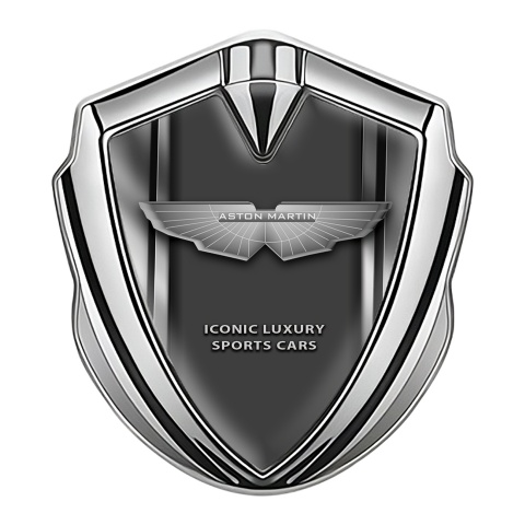 Aston Martin Fender Emblem Badge Silver Metallic Lines Edition