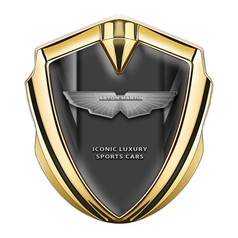 Aston Martin Fender Emblem Badge Gold Grey Luxury Design