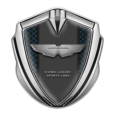 Aston Martin Metal Emblem Self Adhesive Silver Blue Net Edition
