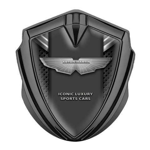 Aston Martin 3D Car Metal Emblem Graphite White Grey Lines Design