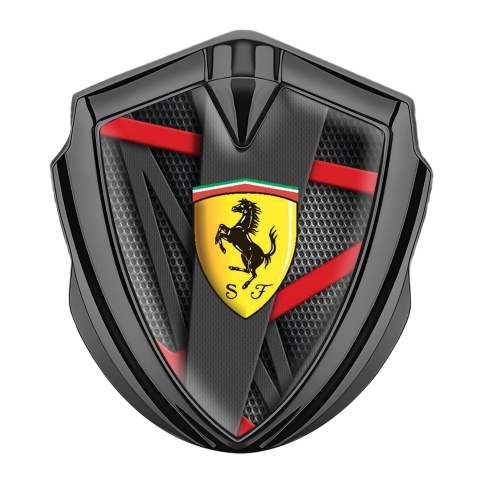 Ferrari Emblem Abzeichen Graphit Tonfarbe mit Futuristisch Design