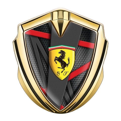 Ferrari Emblem Abzeichen Goldtonfarbe mit Futuristisch Design