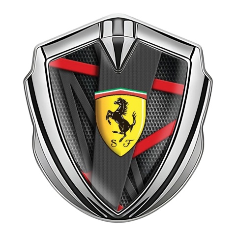 Ferrari Emblem Abzeichen Silbertonfarbe mit Futuristisch Design