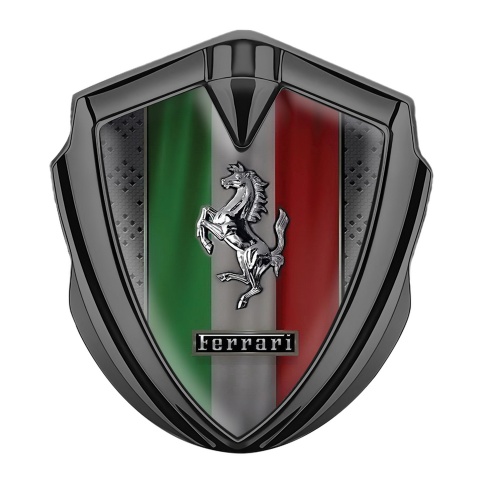 Ferrari Emblem Abzeichen Graphit Tonfarbe mit Italienische Flagge Design