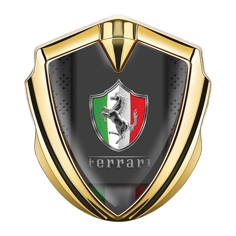 Ferrari Emblem Abzeichen selbstklebend Goldtonfarbe mit Logo der italienischen Flagge