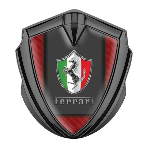 Ferrari Emblem Auto Zeichen Graphit Tonfarbe mit Rote Carbon Basis und Italienisches Motiv logo