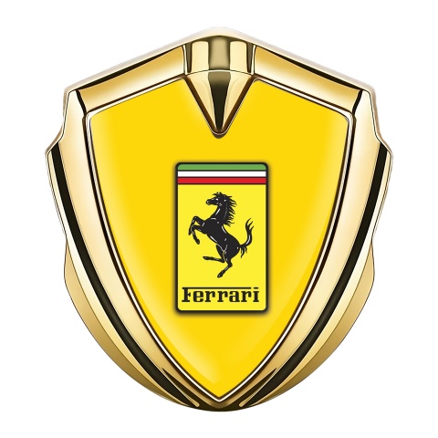 Ferrari Emblem Aufkleber Autozubehor Goldtonfarbe Gelb Basis mit Gelb Logo Stil