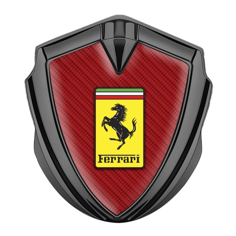 Ferrari Emblem Logo Schriftzug Aufkleber Graphit Tonfarbe mit Rote Carbon und Gelb Logo Design