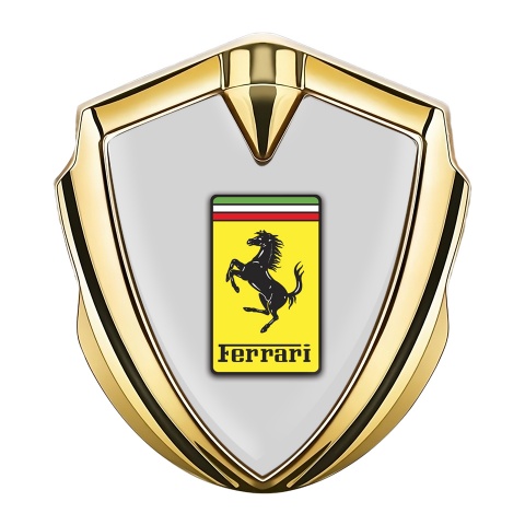 Ferrari Abzeichen selbstklebend Goldtonfarbe mit Grau Basis und Gelb Logo Design