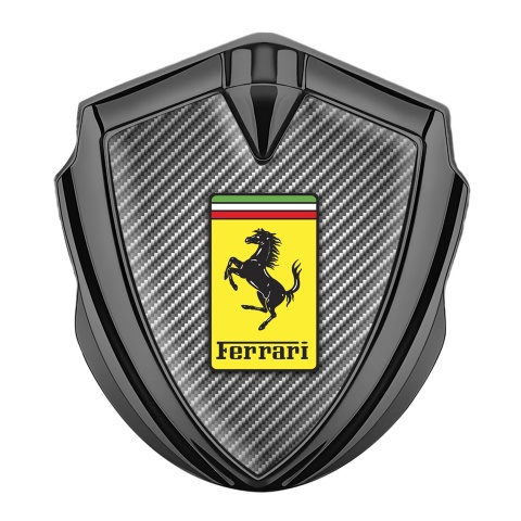 Ferrari Emblem Auto Zeichen Graphit Tonfarbe mit Hell Carbon und Gelb Logo Stil