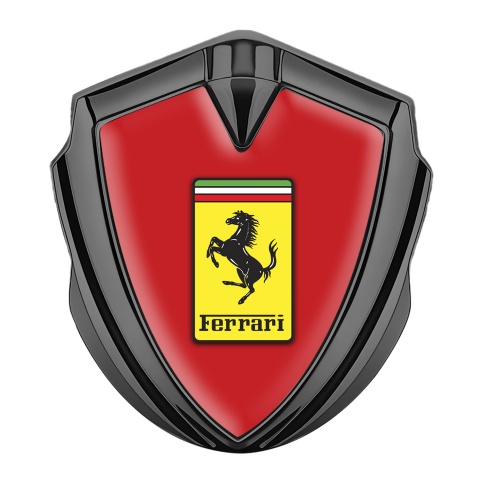 Ferrari Emblem Aufkleber Autozubehor Graphit Tonfarbe mit Rote Hintergrund und Gelb Logo