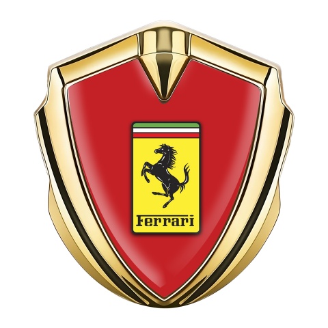 Ferrari Emblem Aufkleber Autozubehor Goldtonfarbe mit Rote Hintergrund und Gelb Logo