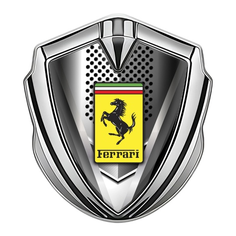 Ferrari Emblem Auto Zeichen Silbertonfarbe mit Metallschaber Effekt und Gelb logo Design
