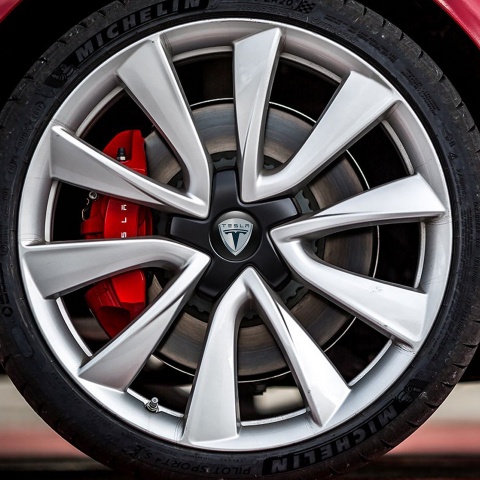 Tesla Wheel Center Caps Emblem 3D Effect 