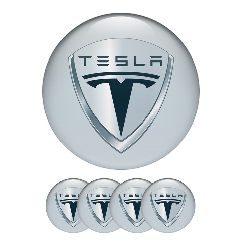 Tesla Sticker Wheel Center Hub Cap 3D Metallic Effect Print