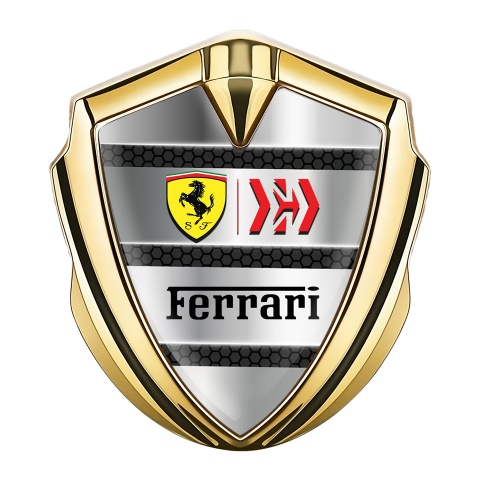 Ferrari Emblem Auto Zeichen Goldtonfarbe mit Metallstreifen Effekt Basis