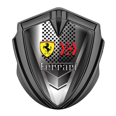 Ferrari Selbstklebendes Metallaufkleber Emblem Graphit Tonfarbe mit Hinterer Grill design und Gelb Schild Logo