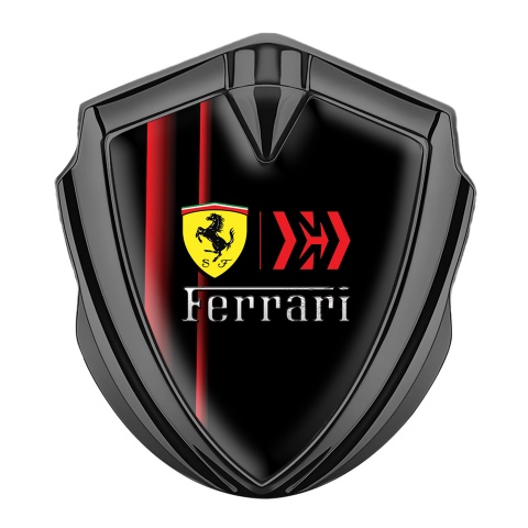 Ferrari Emblem Abzeichen Graphit Tonfarbe mit Schwarze rote Leinwande und Gelb Schild Logo