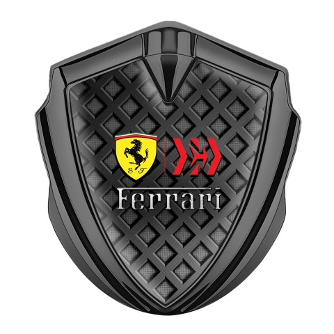 Ferrari Emblem Auto Zeichen Graphit Tonfarbe mit Dunkles Gitter Effekt und Gelb Schild Logo