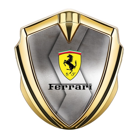 Ferrari Emblem Aufkleber Autozubehor Goldtonfarbe mit S Form Metall und Gelb logo