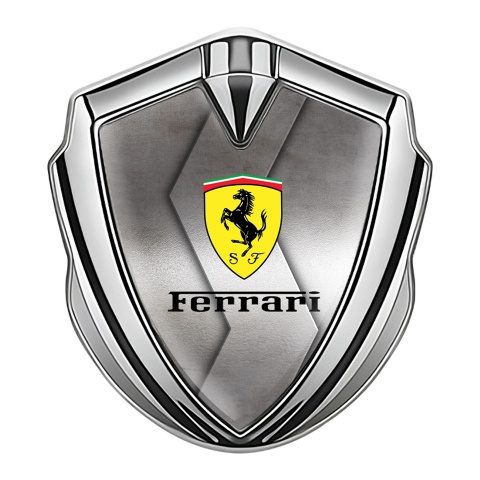 Ferrari Emblem Aufkleber Autozubehor Silbertonfarbe mit S Form Metall und Gelb logo