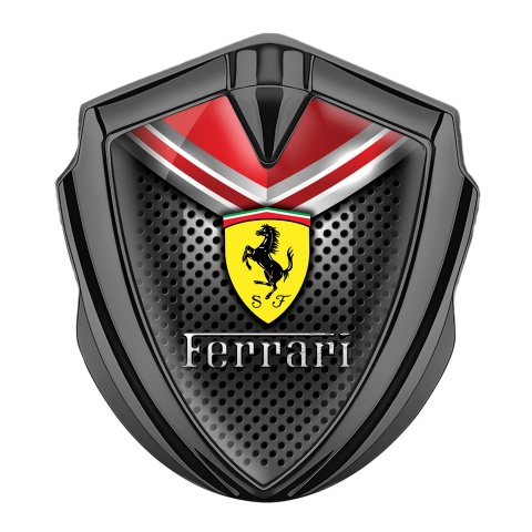 Ferrari Emblem Abzeichen Graphit Tonfarbe Gitter mit Rote Element Hintergrund