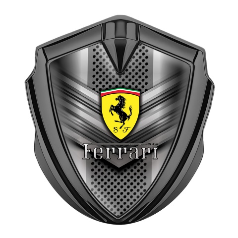 Ferrari Abzeichen selbstklebend Graphit Tonfarbe mit V Form Kratzer Effekt Basis