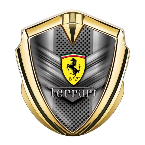 Ferrari Abzeichen selbstklebend Goldtonfarbe mit V Form Kratzer Effekt Basis